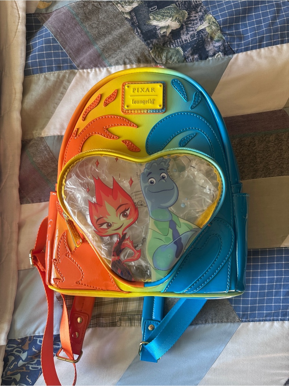 Pixar x Loungefly Elemental Fiery Rainbow Mini Backpack - Orange & Blue